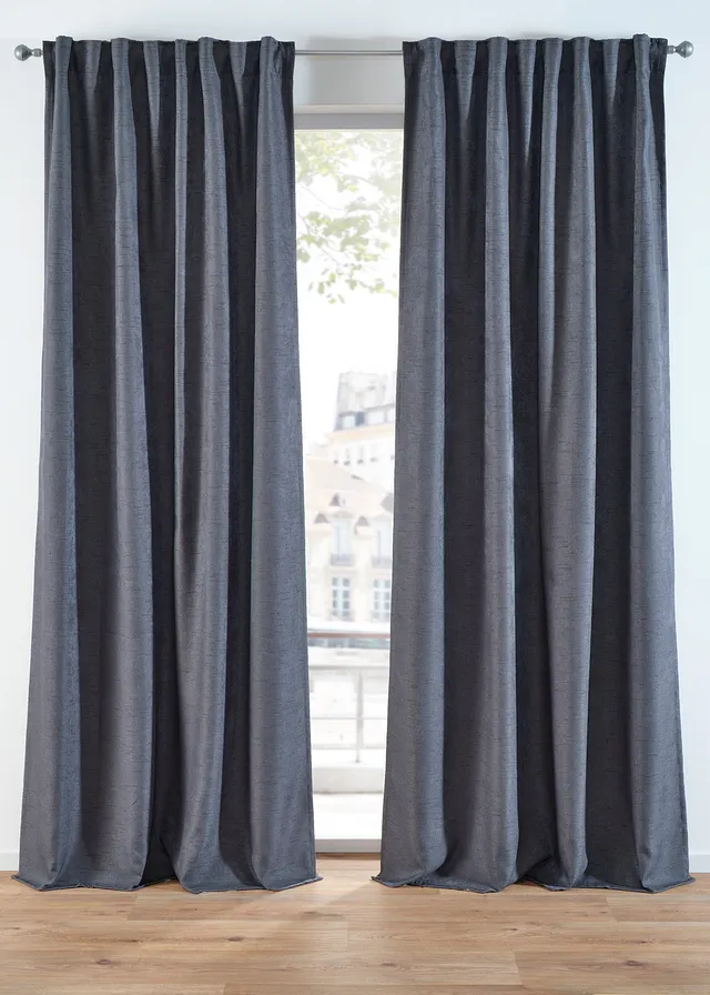 Verduisterend gordijn met lichte structuur (set van 2) • antraciet • bonprix online shop