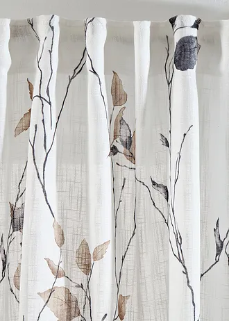 Gordijn met takken met gerecycled polyester (1 stuk) • wit-sand-grijs gebloemd • bonprix online shop