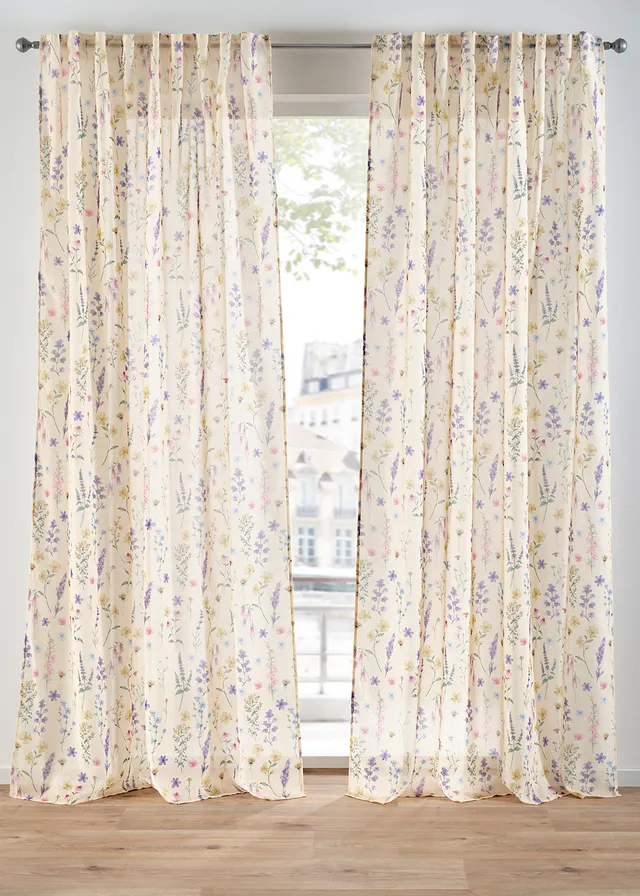 Set de 2 perdele cu print floral