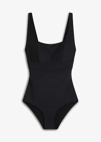 Costum de baie întreg cu decolteu pătrat, cu efect de modelare ușor • negru • magazin bonprix