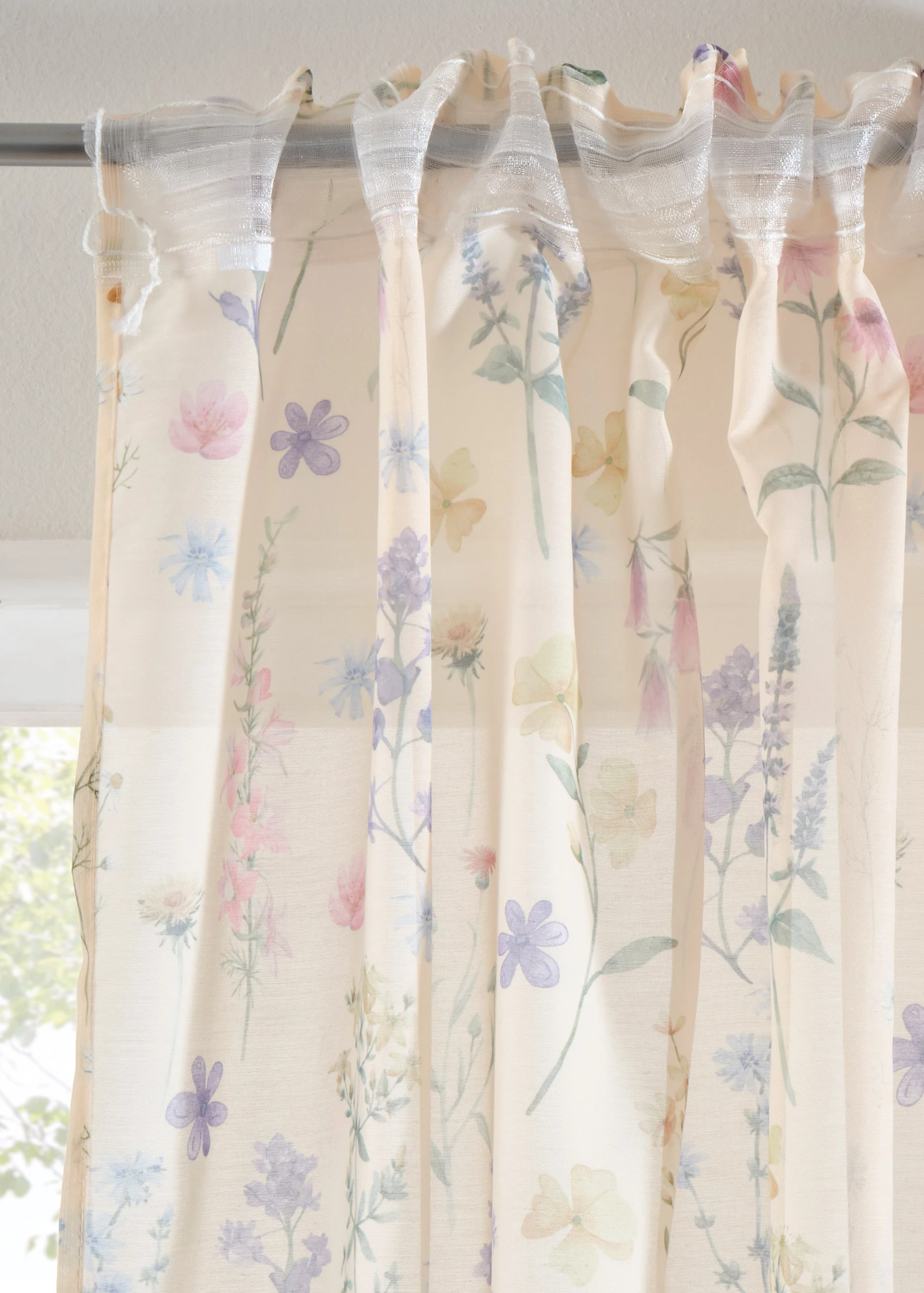 Lot de 2 voilages à l'imprimé floral • crème-multicolore • Boutique bonprix