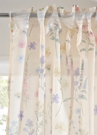 Transparant gordijn met print (set van 2) • crème-multicolour • bonprix online shop