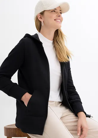 Mikinová bunda s kapucňou z mäkkého materiálu • čierna • obchod bonprix