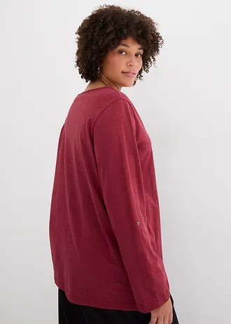 Shirt met knoopsluiting van biologisch katoen, Kleur: bordeaux