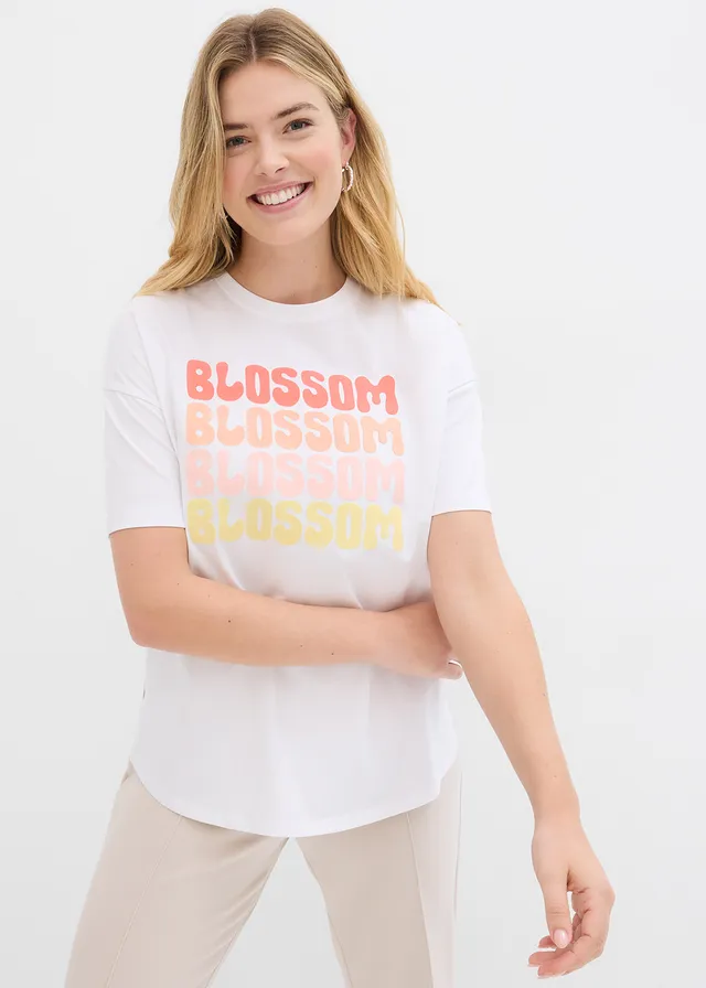 T-shirt boxy oversize en coton, Couleur: blanc imprimé
