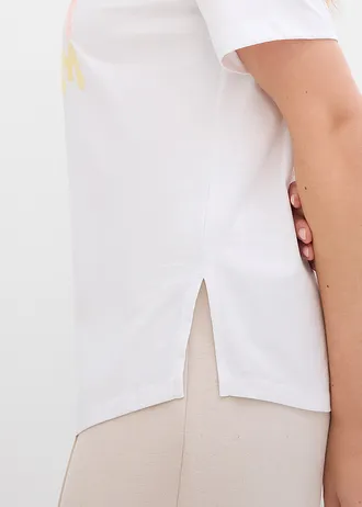 Oversized boxy shirt van biologisch katoen • wit gedessineerd • bonprix online shop