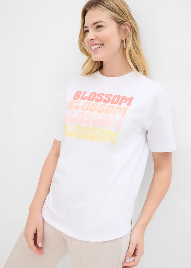 T-shirt boxy oversize en coton • blanc imprimé • product-page.page-title-suffix
