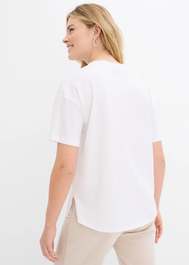 T-shirt boxy oversize en coton, Couleur: blanc imprimé