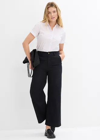 Široké kalhoty z čisté bavlny, High Waist • černá • bonprix obchod
