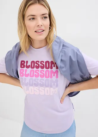 Bő boxy póló bio-pamutból • halvány orgonalila • bonprix áruház