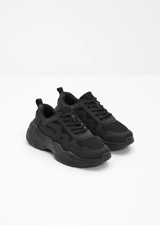 Sneakersy chunky z siateczkową wstawką • czarny • sklep bonprix