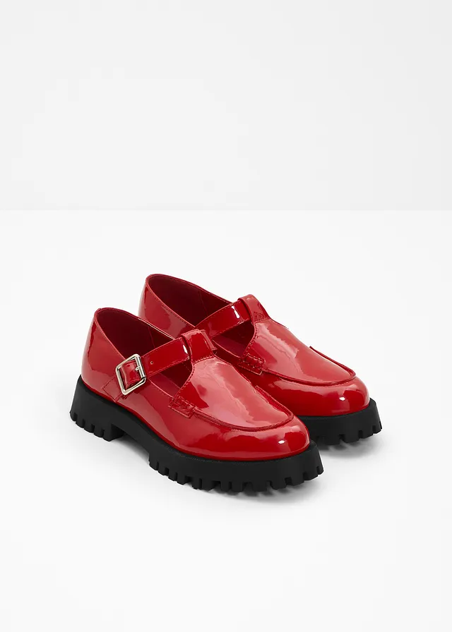 Mocassins chunky à découpes, Couleur: rouge