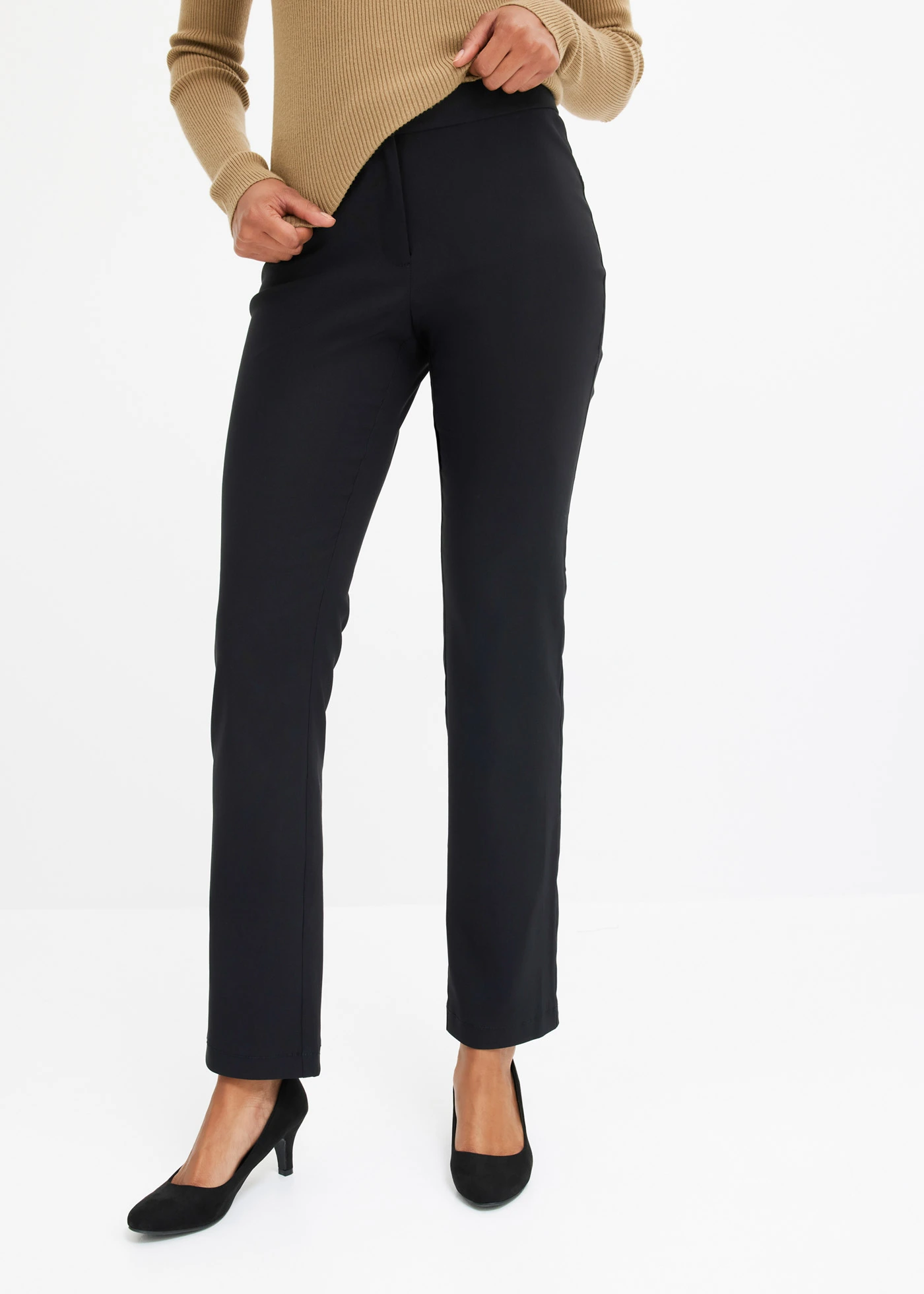 Pantaloni cu stretch din bengalină • negru • magazin bonprix