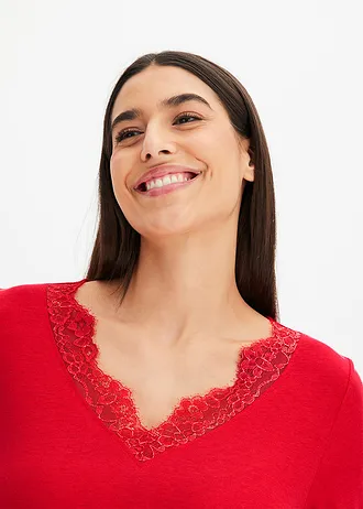 Piżama z szerokimi nogawkami, z wiskozy • truskawkowy • sklep bonprix