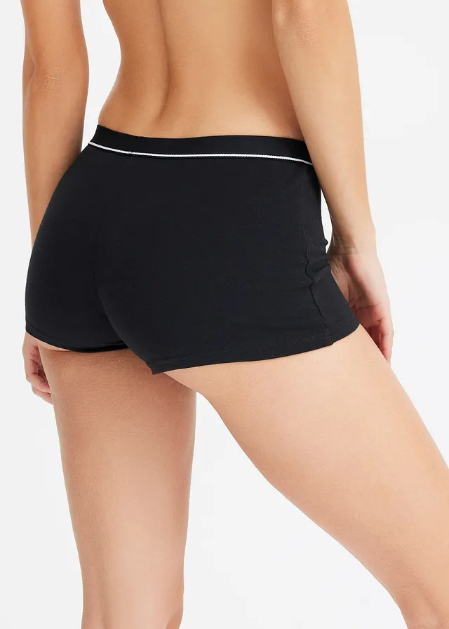 Lot de 4 boxers femme coton, Couleur: noir