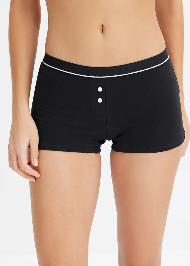Dames boxer met biologisch katoen (set van 4), Kleur: zwart
