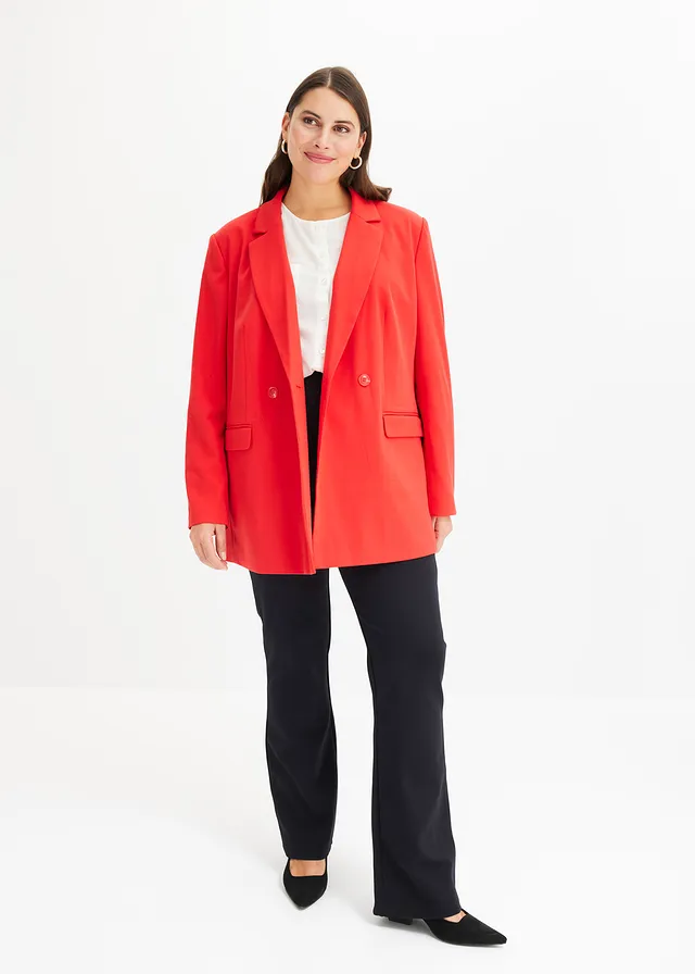 Oversized blazer, Kleur: aardbeirood