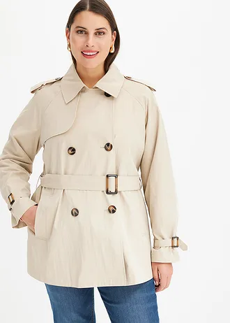 Korte trenchcoat, Kleur: rookkaki