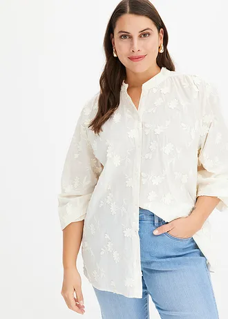 Blouse van puur katoen, Kleur: wolwit