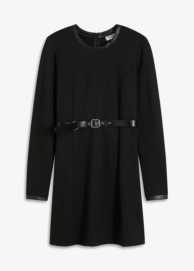Mini jurk met spijkerriem • zwart • bonprix online shop