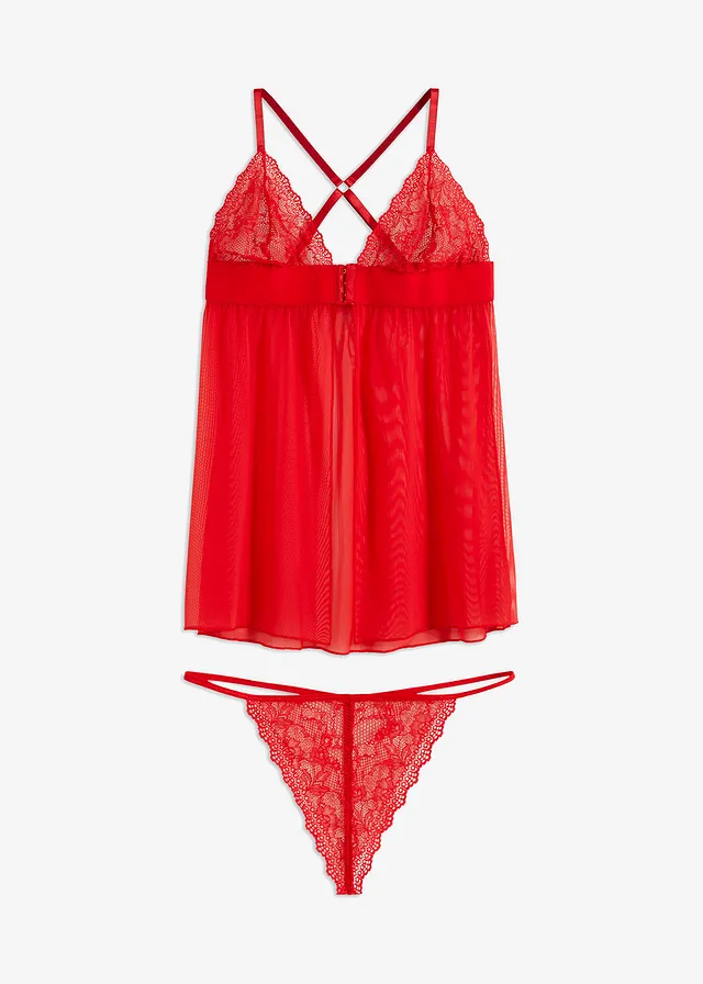 Babydoll și chilot string (set/2 piese)