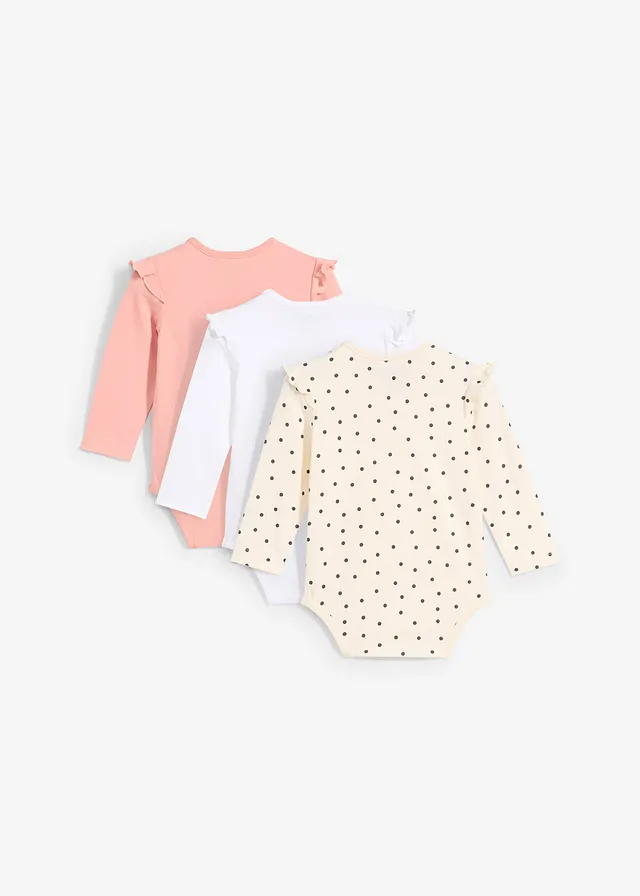 Lot de 3 bodies bébé volantés 100% coton