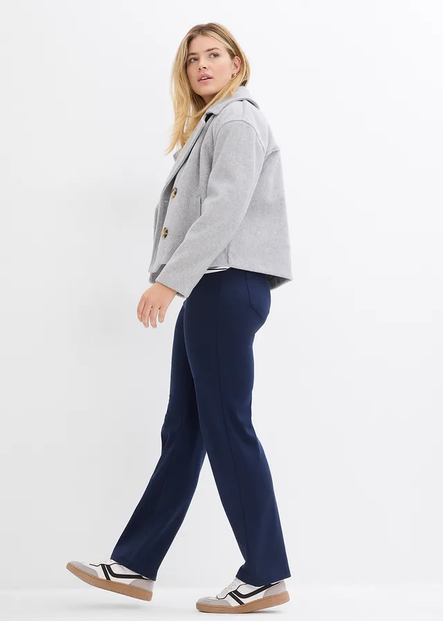 Jersey broek van viscosemix donkerblauw