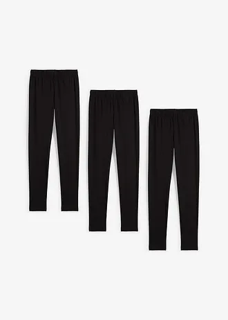 Legging elasztikus bio-pamut keverékből (3 db-os csomag) • fekete • bonprix áruház