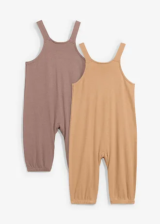 Baby tuinbroek (set van 2) van biologisch katoen • middenbruin+camel • bonprix online shop