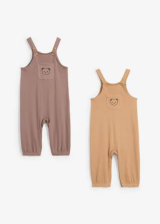 Salopetă de bebe (set/2 buc.) din bumbac organic • maro mediu+maro-camel • magazin bonprix