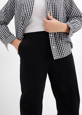 Pantaloni cu elastic în talie din amestec cu bumbac • negru • magazin bonprix