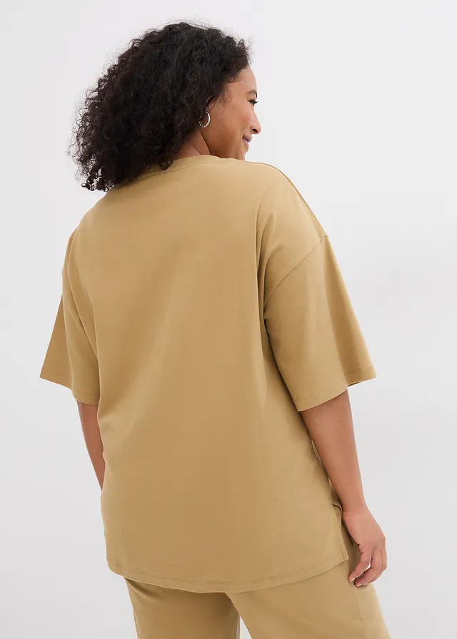 Longshirt van interlock, Kleur: kakibruin