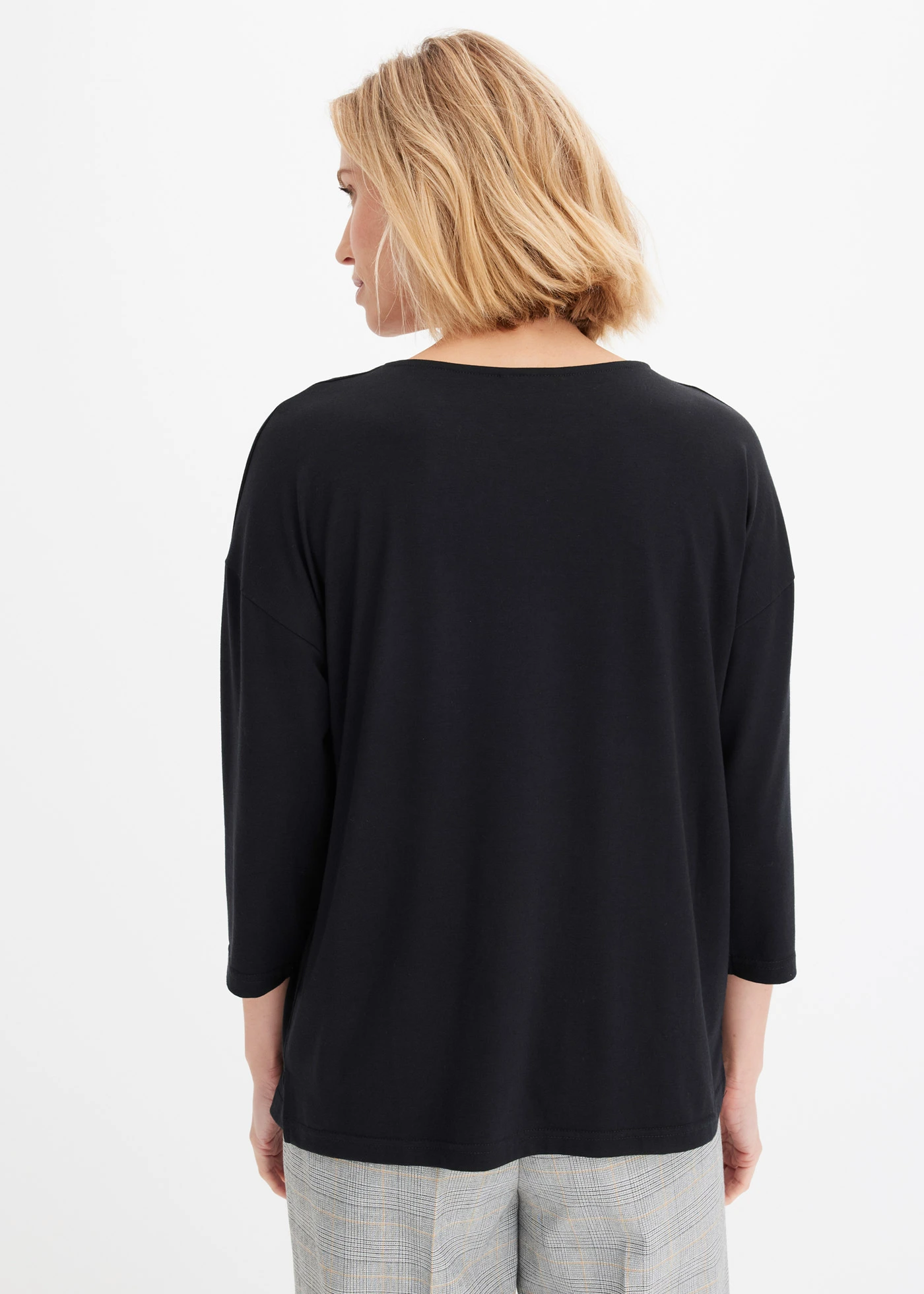 Bluză tricot tip tunică • negru • magazin bonprix