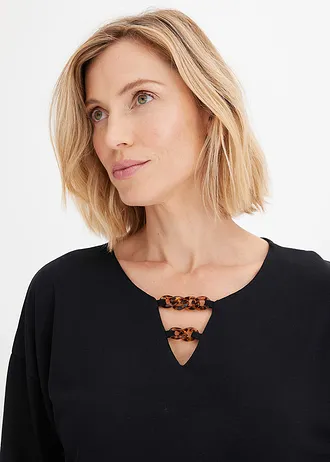 Bluză tricot tip tunică • negru • magazin bonprix