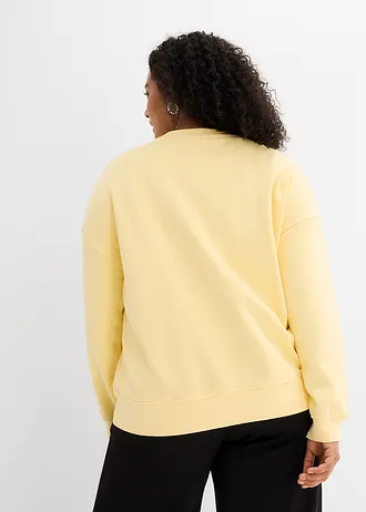 Oversized sweater van katoen, Kleur: crèmegeel