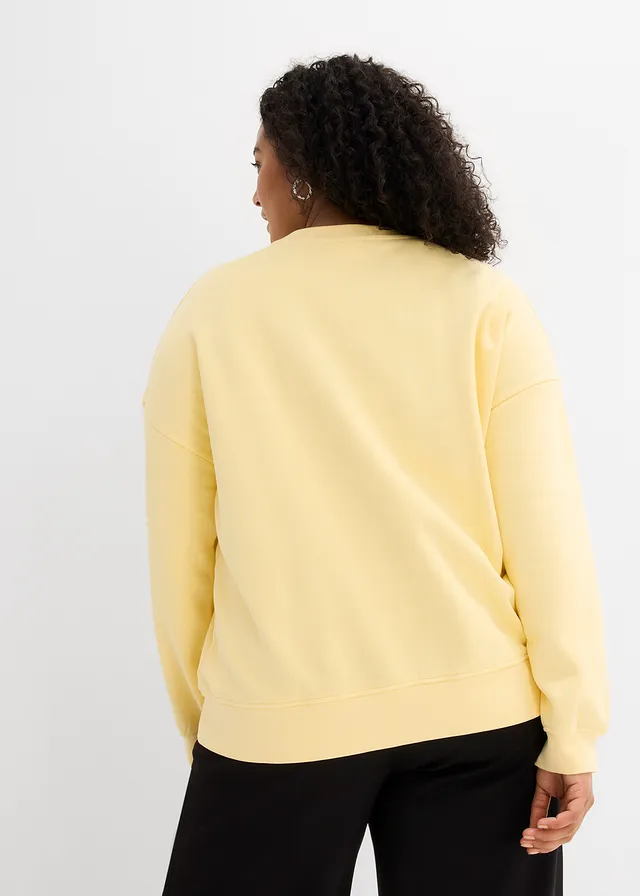 Sweat oversize 100% coton, Couleur: jaune crème