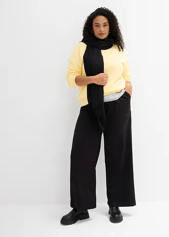 Oversized sweater van katoen, Kleur: crèmegeel