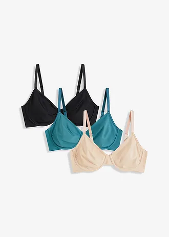 Sutien pentru tricou (3buc/pac), culoare: negru + petrol mat + bej mat