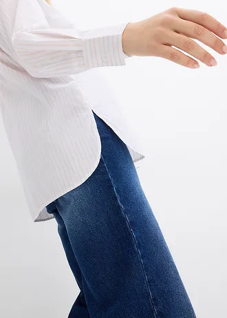 Bluzka koszulowa w paski • jasny piaskowy - biały w paski • sklep bonprix