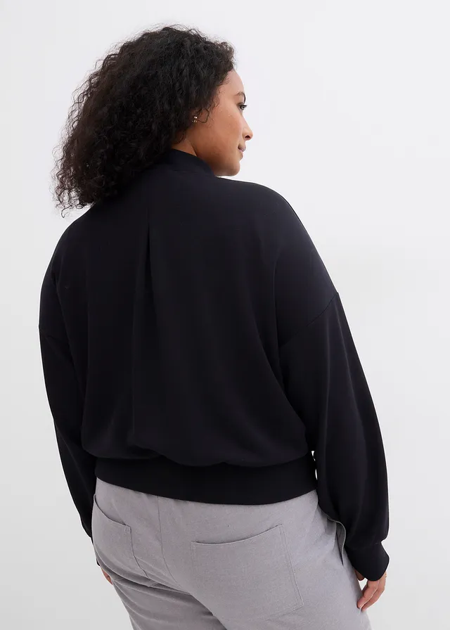 Scuba bomber van zachte viscosemix, Kleur: zwart