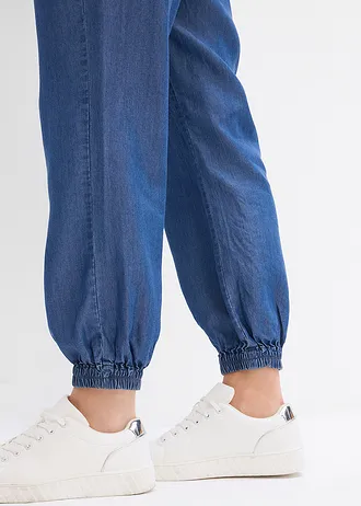 Pantaloni cu elastic și șiret din Lyocell fluid • albastru denim • magazin bonprix