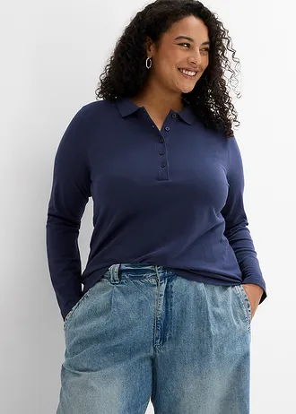 Triko polo z piké z čisté organické bavlny, barva: tmavě modrá