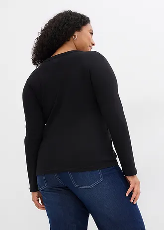 Geribd shirt met biologisch katoen (set van 2), Kleur: zwart/wit