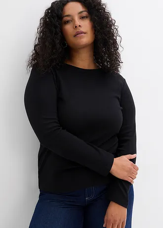 Geribd shirt met biologisch katoen (set van 2), Kleur: zwart/wit