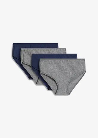 Lot de 4 culottes coton Maxi • bleu foncé+gris chiné • Boutique bonprix