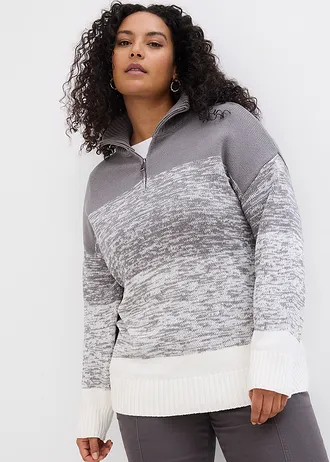 Schipperstrui met kleurverloop • rookgrijs-wolwit mêlee plus size • bonprix online shop