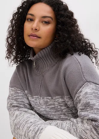 Schipperstrui met kleurverloop • rookgrijs-wolwit mêlee plus size • bonprix online shop