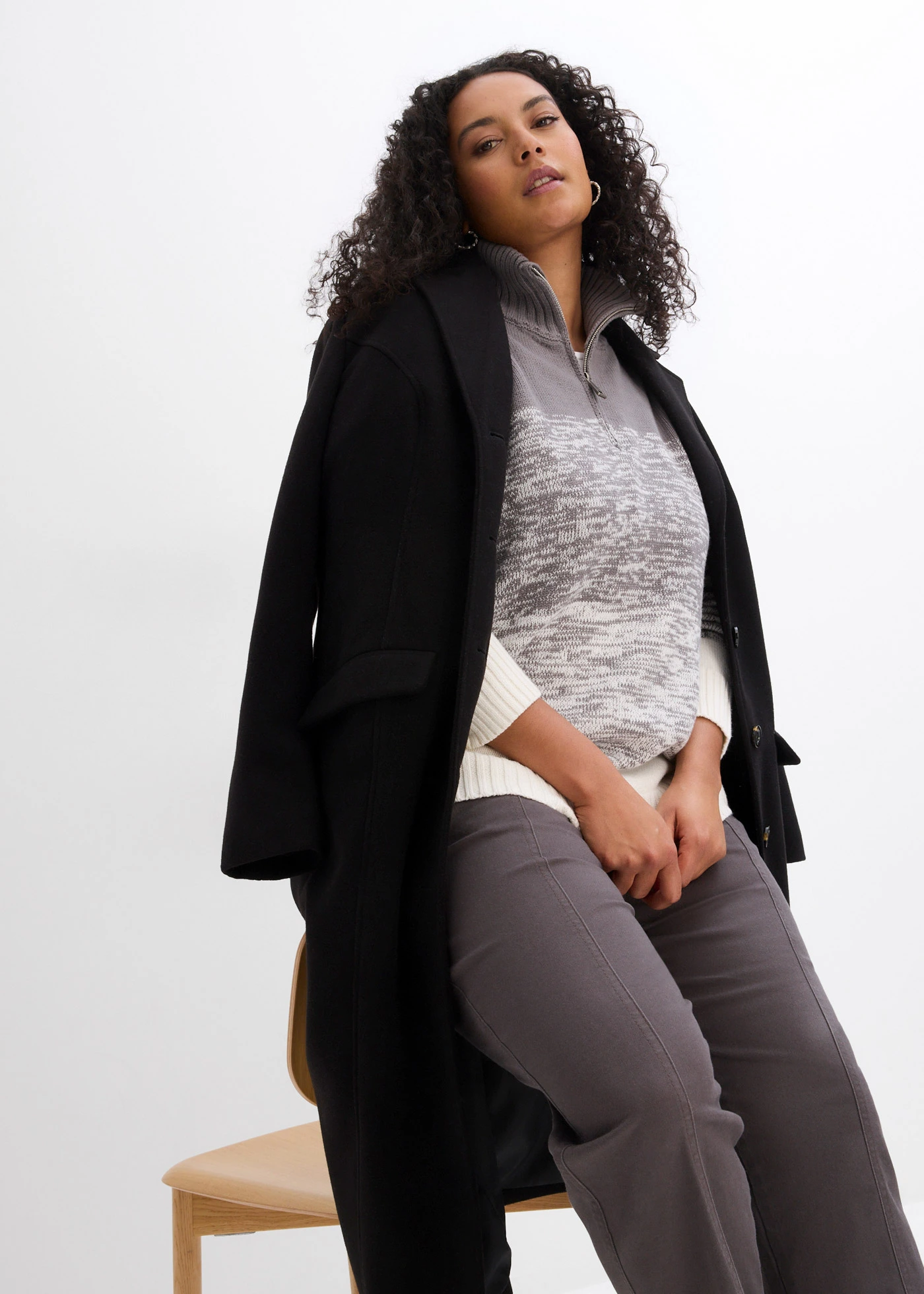 Schipperstrui met kleurverloop • rookgrijs-wolwit mêlee plus size • bonprix online shop