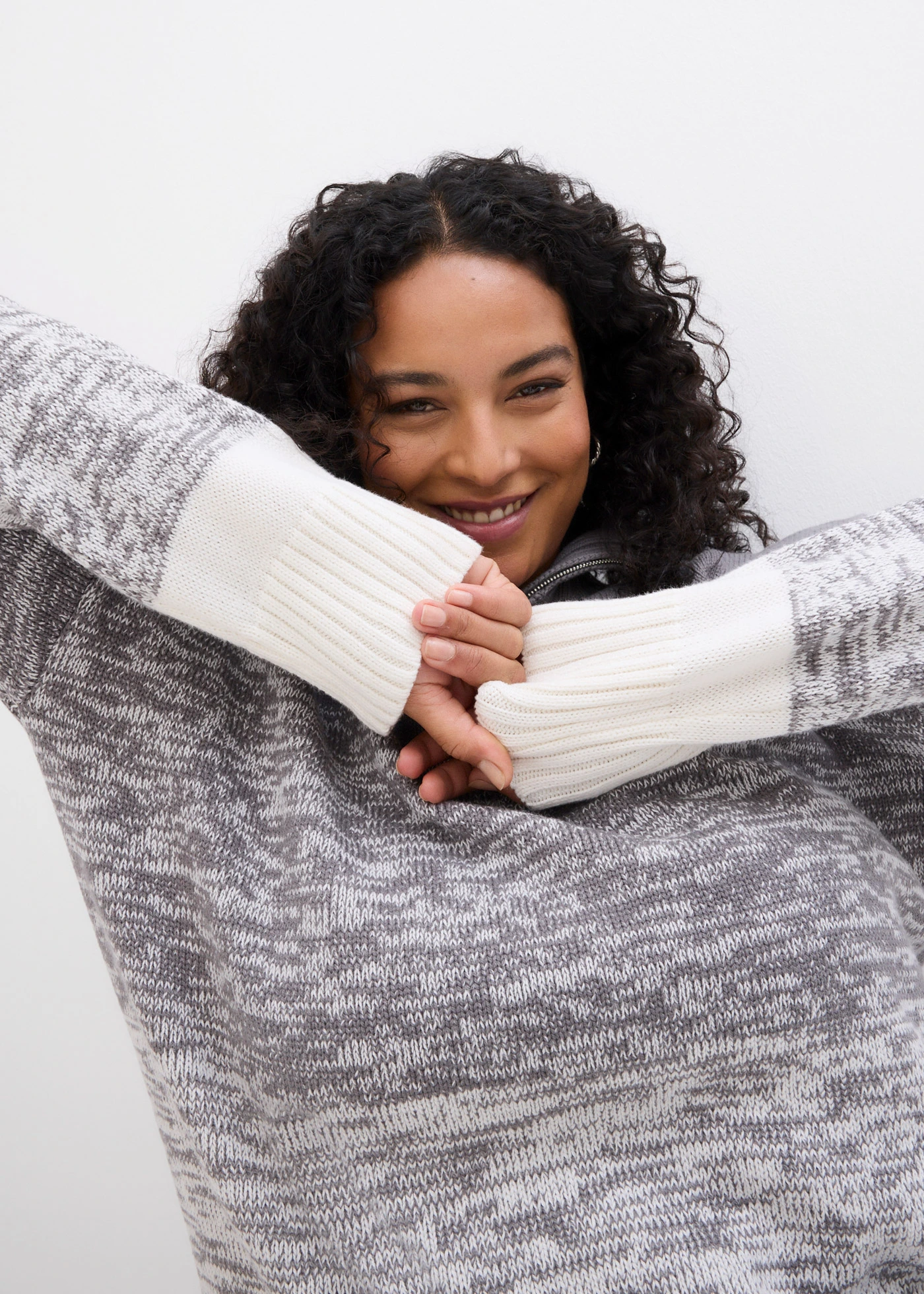 Schipperstrui met kleurverloop • rookgrijs-wolwit mêlee plus size • bonprix online shop