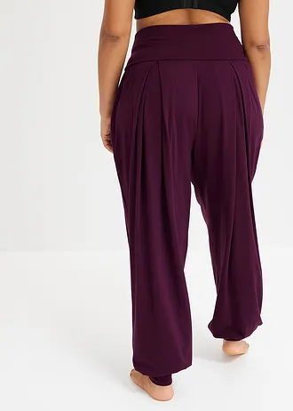 Pantaloni sport largi cu bată ce poate fi răsucită, culoare: mov întunecat